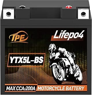 TPE Lithium DLF5L-BS, 200A LiFePO4 Motorcycle Battery, 12V 3Ah LiFePO4 Engine Start Battery Bike ATV, Jet Ski, 4 Wheeler, UTV, Quad, Tractor, Scooter, PWC