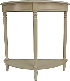 Decor Therapy Simplify Half Round Accent Table, 28.5" x 28.5" x 12", Antique White