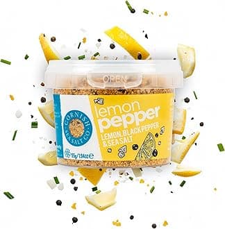 Cornish Sea Salt - Lemon Pepper Seasoning - Celtic Sea Salt Hand Harvested in Celtic Waters - Herbs, Spices & Seasonings - Spices for Cooking, Kitchen Accessories - 55g