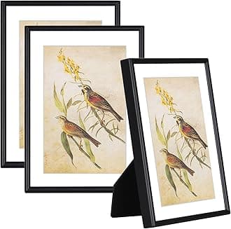 4x6 Picture Frame Set of 3, Black Modern Aluminum Metal Photo Frame with HD Glass, Fits 3x5 with Mat or 4 x 6 without Mat, for Tabletop and Wall Mounting