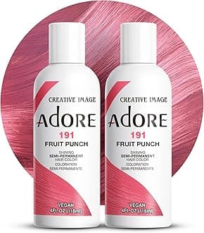 Adore Semi Permanent Hair Color (191 Fruit Punch) (2 Pack) | Vegan & Cruelty-Free Pink Hair Dye | No Ammonia, No Peroxide, No Alcohol | 4 Fl Oz