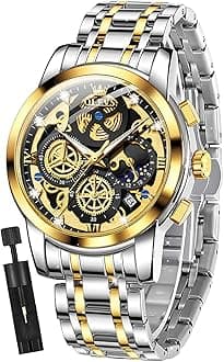 OLEVS Mens Watch Chronograph Luxury Diamond Dress Business Analog Quartz Wrist Watches Stainless Steel Waterproof Luminous