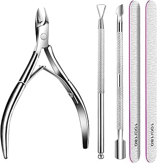 Teenitor Cuticle Remover with Cuticle Pusher and Cuticle Cutter, Cuticle Trimmer Cuticle Nippers Nail Clippers for Women, Pedicure Tools for Fingernails Toenails