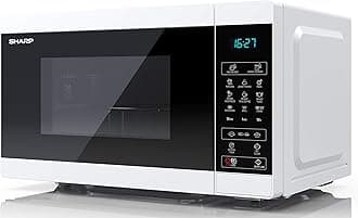 SHARP YC-MG02U-W Compact 20 Litre 800W Digital Microwave with 1000W Grill, 11 power levels, ECO Mode, defrost function, LED cavity light - White