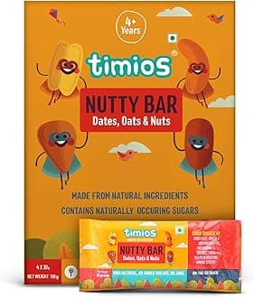 Timios Nutty Bar, Natural Energy Bar, No Added Sugar, No Junk, Made With Dates, Oats & Nuts, Pack of 20, 30g Bars