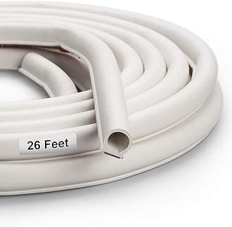 Weather Stripping Seal Strip for Doors/Windows, Self-Adhesive Backing Seals Large Gap， Easy Cut to Size 1 (White, 26FEET)
