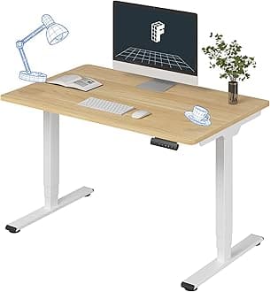 FLEXISPOT E6 3-Stage Dual Motor Electric Standing Desk 48 x 30 Sit Stand Up Desk, Holds 220 lbs, Adjustable Height w/Memory Presets, One-Piece Maple Desktop & White Frame, Ships in 2 Boxes