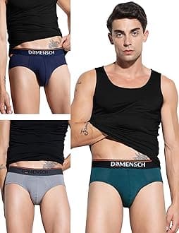 DAMENSCH Deo-Cotton Solid Underwear for Men Combo Breathable Inner Cotton Briefs Pack No-Marks Waistband Moisture Wicking