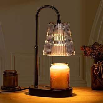 Candle Warmer Lamp - Electric Candle Lamp Warmer with Dimmer Adjustable Height Timer Lamp Candles Warmers Vintage Nightstand Lamp Sets with 2 Bulbs（Grey）