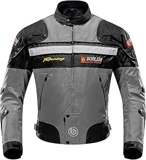 BORLENI Motorcycle Jacket Motorbike Riding Jacket Windproof Motorcycle Full Body Protective Gear CE Armor All Season Gray XXL