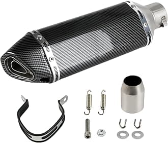 Exhaust Muffler Carbon Fiber 1.5-2"Inlet with Removable DB Killer for Street/Sport Motorcycles and Scooters with 38-51mm Diameter Exhaust Pipes