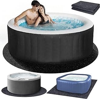 80 * 80 inch Round Inflatable Hot Tub Mat, Outdoor Indoor, Waterproof Slip-Proof Backing, Absorbent Spa Pool Ground Base Flooring Protector for Hot Tub Pool