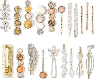 Mehayi 20 PCS Hair Accessories for Decorative Party Wedding, Pearl Hair Clips Set Fashion Korean Acrylic Resin Hair Barrettes, Bobby Pins Hairpins for Women and Ladies Girls Headwear Styling Tools