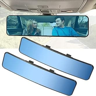 2 Pack Rear View Mirror, Universal 11.4 Inch Interior Clip On Rearview Mirror, Panoramic Wide Angle Rear View Mirror - Anti Glare – Convex – Blue, to Reduce Blind Spot Effectively for Car SUV Trucks