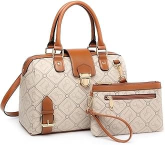 Dasein Women Barrel Handbags Fashion Satchel Bags Top Handle Shoulder Purses Vegan Leather Work Tote