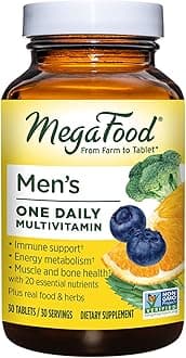 MegaFood Men's One Daily Multivitamin - with Zinc, Selenium, B Vitamins, D, and Real Food - Immune Support - Energy Metabolism - Muscle and Bone Health - Vegetarian - 30 Tabs