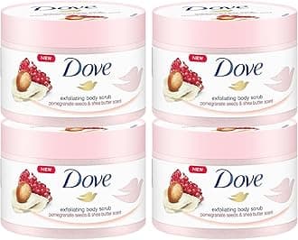 Duschdas Dove Exfoliating Shower Scrub with Pomegranate Seeds & Shea Butter 225 ml (Pack of 4)