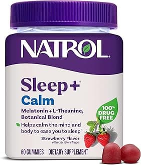 Sleep+ Calm Melatonin Gummies for Adults, Sleep Gummies, Strawberry Flavor, 60 Gummies, 30 Day Supply