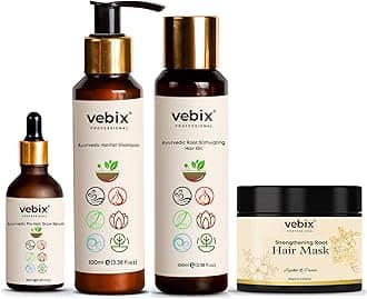 HairCare Regimen Ayurvedic 4 Product Kit | For All Hair Types - Lotus AntiHairfall Shampoo, Anti HairFall Neem Oil, Hair Keratin Mask, Hair Growth Serum