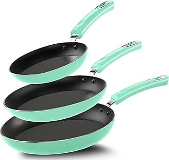 Utopia Kitchen Nonstick Frying Pan Set - 3 Piece Induction Bottom - 8 Inches, 9.5 Inches and 11 Inches - (Green-Black)