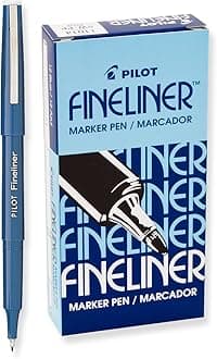 PILOT Fineliner Marker Pens, Fine Point, Blue Ink, 12-Pack (11014)