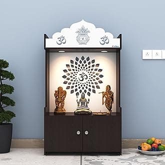 Anikaa Delma LED Light Home Temple Puja Shelf OM Temple Stand Mandir for Home, Office - Wenge (D.I.Y - Do-It-Yourself)
