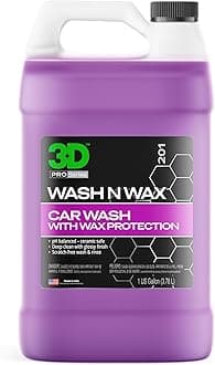 3D Wash N Wax Car Wash Soap - pH Balanced, Easy Rinse, Scratch Free Soap with Wax Protection - 1 Gallon