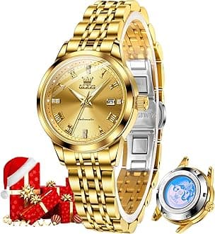 OLEVS Men's Casual Fashion Waterproof Gold Stainless Steel Band Quartz Gold Watches Gifts for Men