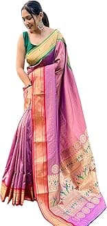 SGF11Women's Paithani Soft Lichi Silk Kanjivaram Sarees With Blouse Piece