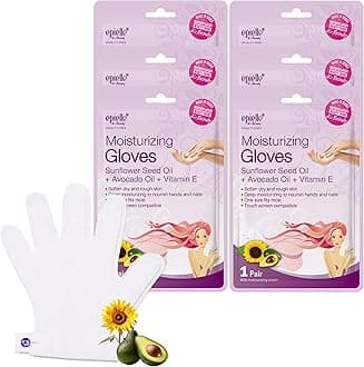 Epielle Moisturizing Hand Mask 6 Pairs, Soften with Sunflower Seed Oil & Vitamin E, Deep Moisturizing Gloves for Dry, Cracked Hands, Self Care Gifts for Women, Spa Kit, Easter Basket Stuffers