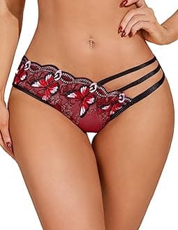 - Sexy Panties for Women Butterfly Embroidered Underwear Mesh Panties Pack