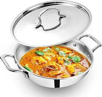 - Triply Stainless Steel Kadai/Kadhai with Steel Lid | 30cm/11.8 inch, 4.5Ltr, 2.4kg | Induction Friendly | Nonstick 3-Layer Body, 100% Toxin-Free, No Chemical Coating