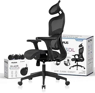 Nouhaus Ergo3dL Home Office Desk Chairs Ergonomic Office Chair High-Back Mesh Rolling Work Chairs with Wheels and Adjustable Headrests Comfortable Lumbar Support Adjustable Armrests