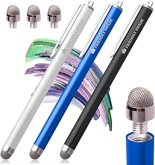 The Friendly Swede Replaceable Tip Hybrid Stylus (3 Pack), Black, White and Dark Blue