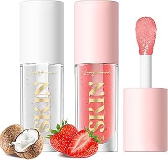 LANGMANNI Lip Oil,No-Sticky Gloss Lip Balm Lip Care,Fruit Flavoured Lip Oil For Dry Lip's Moisturizing Hydrating And Nourishing (Strawberry+Coco)