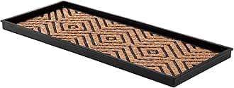 Anji Mountain Black Boot/Shoe Tray with Coir, Fits 3 Pair (34.5"" Wide), Diamond and Rubber Insert (AMB0BT3F-016)
