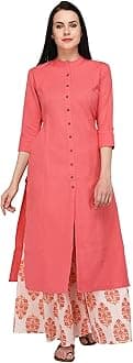 Pistaa's Women's Cotton Solid Kurta with Palazzo Bottom Set (KWTPRNTPZOMX)