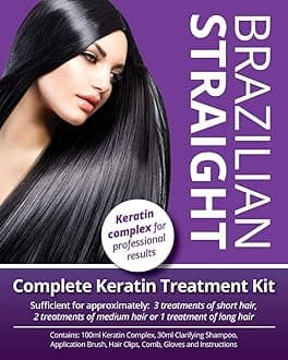 Keratin Home Use Treatment Kit, Salon Quality Hair Straightening/Blow Dry/Smoothing, 100ml, Great Gift/Present