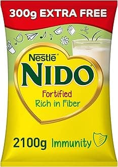 Nestle Nido Fortified Milk Powder Rich in Fiber 1800g + 300g FREE, Tin, Fortified with Iron, Zinc and essential nutrients, supports immune system