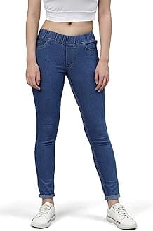 Women's Slim Fit Mid Rise Jeggings -, Skinny, Wide Leg Jean, Elasticated