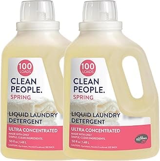 The Clean People Liquid Laundry Detergent - Recyclable Packaging, Stain Fighting - Ultra Concentrated, Laundry Soap - Spring Scent, 50 fl oz (2 Pack)