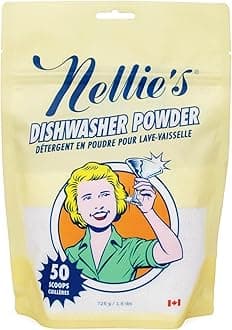 Nellie's Dishwasher Powder - 50 Load - Plant-Based Dishwasher Detergent - Septic Safe, Fragrance-Free - Easily Penetrates Grease & Food Particles - Phosphate-Free - (Made in Canada)