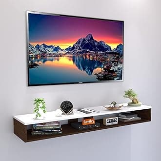Furnifry Wooden Wall Mounted Floating TV Stand/TV Entertainment Unit/TV Cabinet with Rack for Set Top Box & Decorative Objects