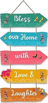 Artvibes Home Quotes Decorative Wall Art MDF Wooden Wall Hanger for Livingroom | Bedroom | Gifts | Wall Hangings for Home Decoration | Modern Decor Items | Artworks Wall Hangings (WH_7303N), Set of 5