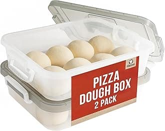 Large Pizza Dough Proofing Box with 2 Trays and 2 Lids, 17.3 x 13.4, Pizza Dough Container with Lid Fits 6-8 Dough Balls, Pizza Dough Tray With Convenient Carry Handle (Grey)