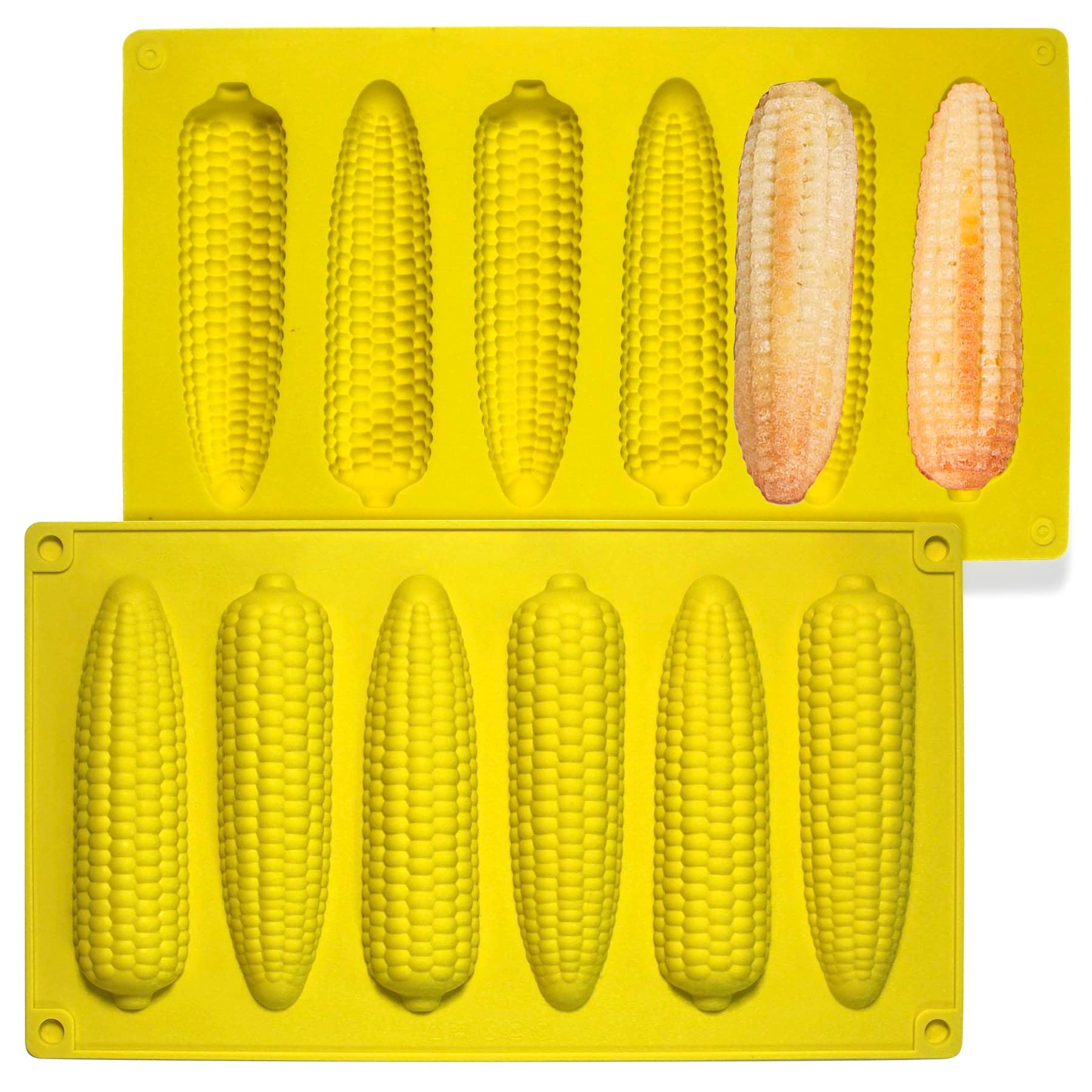 Sidosir 2Pcs 6-Cavity Corn Stick Mold Silicone for Baking, Non-Stick Corn Cake Pan Silicone, Yellow, Modern Luxury