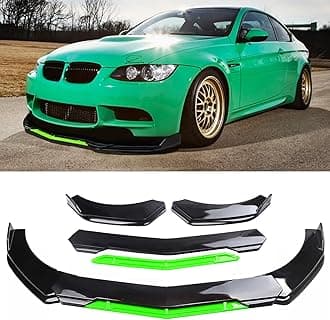 Universal Front Lip for Car,Glossy Black Front Bumper Lip, ABS Adjustable Sharp Corner Front Bumper Lip Splitter Protector Replacement for Most Vehicle (Glossy Black w/Green)