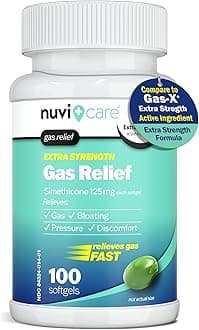 Extra Strength Gas Relief - Simethicone 125mg Softgels - Fast Anti Gas Bloating Relief - Compare to The Active Ingredient in Gas-X Anti Gas Pills - Stomach Gas Relief for Adults (100 Count)