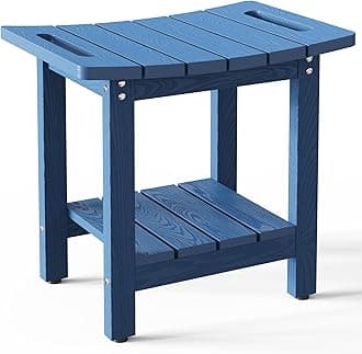 oridom HIPS Shower Benches for Inside Shower, Shower Stool with Space-Efficient Storage Shelf, Waterproof Shower Chair Seat for Spa Bathroom(Navy Blue)