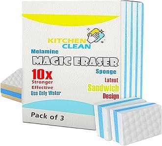 Magic Cleaning Sponge | Multipurpose Clean Sponge | Magic Eraser for Wall, Dash Boards, Switch Boards, Taps, Wall Stain Remover, Glass, Shoes, Sneakers (Pack of 3)